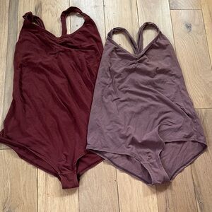 Women’s organic cotton Tank Bodysuit - Burgundy and Mauve